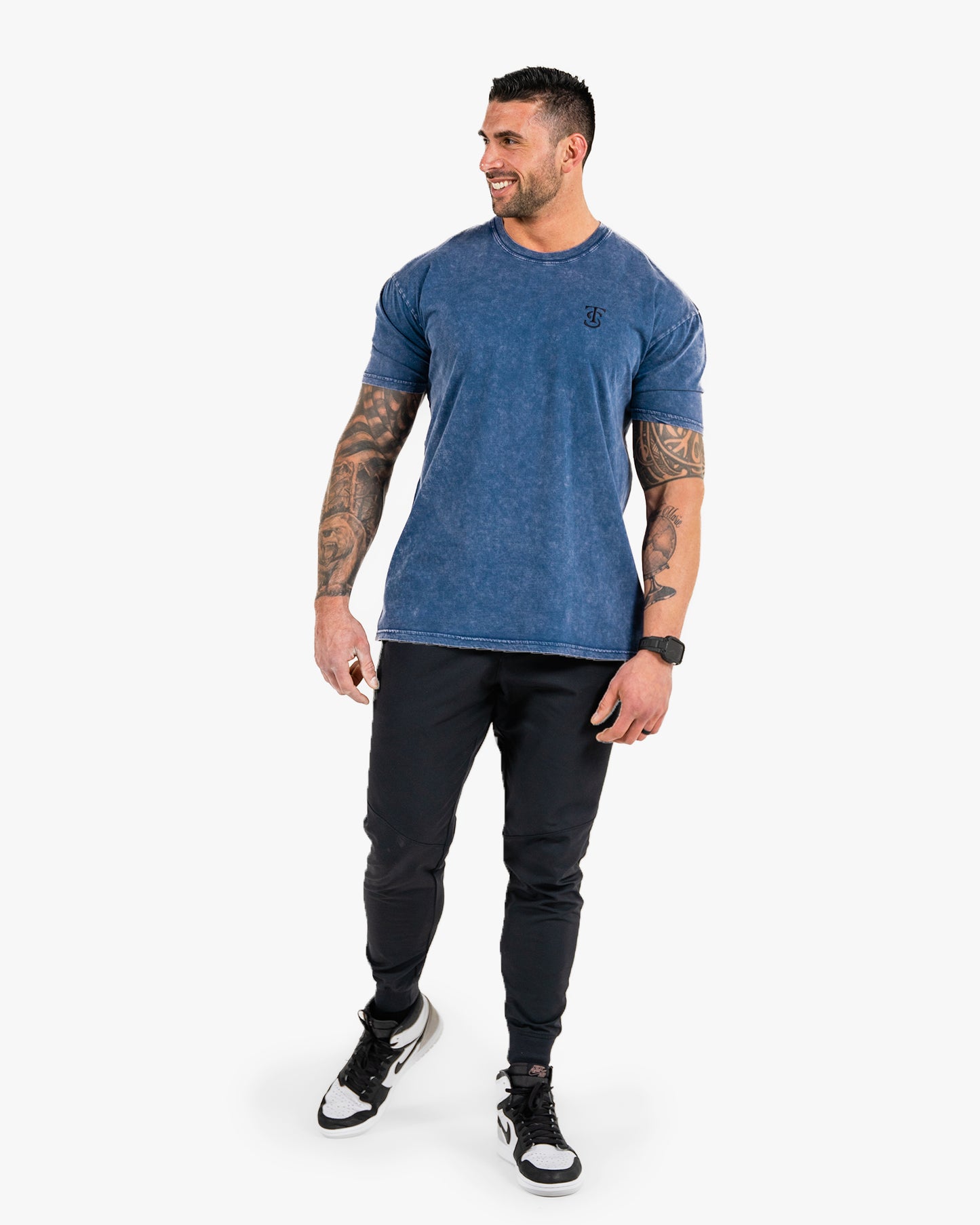 Icon Stone Wash Tee - Blue w/ Black