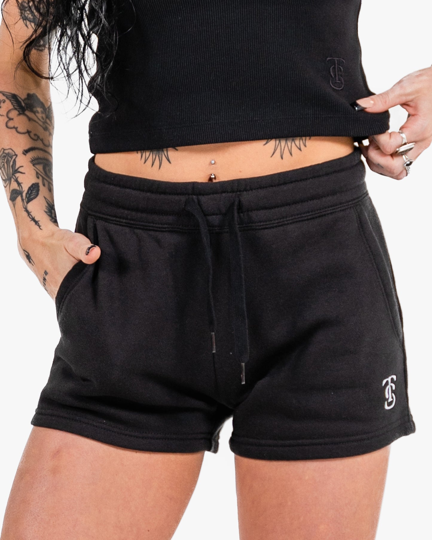 Women's Icon Sweat Shorts - Black w/ White