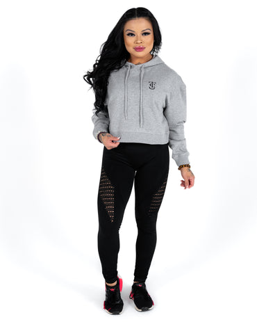 Icon Crop Hoodie - Athletic Heather