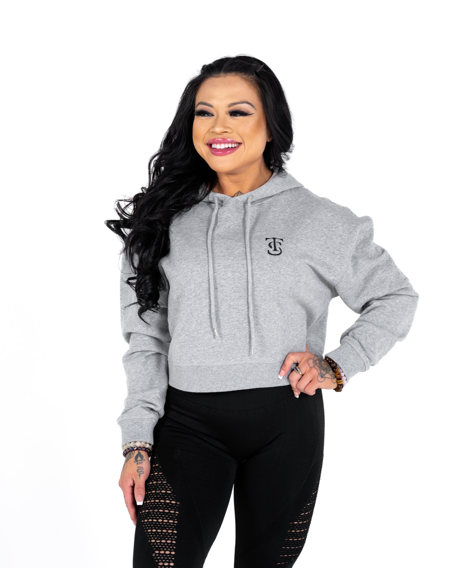 Icon Crop Hoodie - Athletic Heather