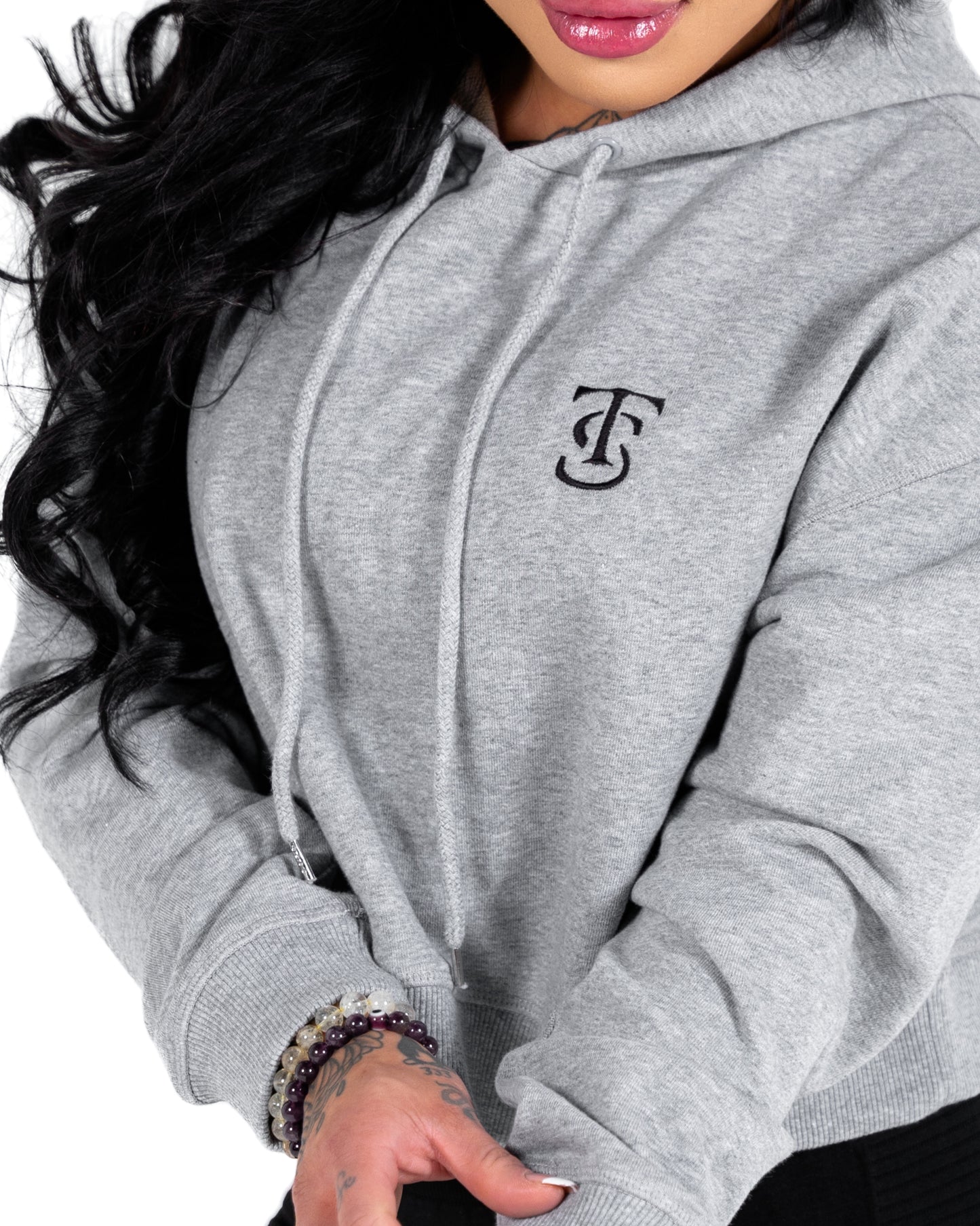Icon Crop Hoodie - Athletic Heather