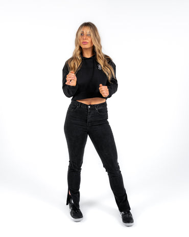 Icon Crop Hoodie - Black
