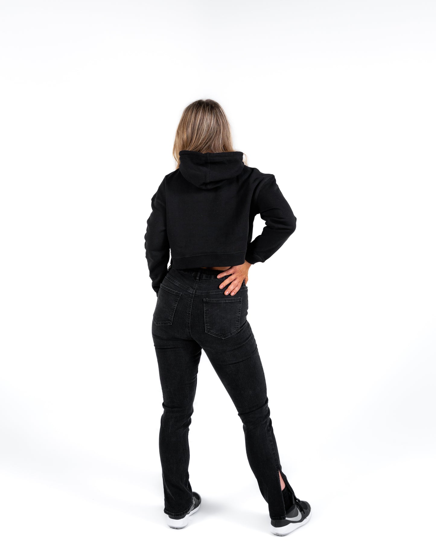 Inked Crop Hoodie - Black