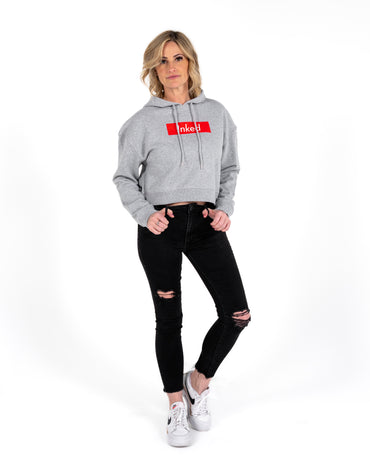 Inked Crop Hoodie - Athletic Heather