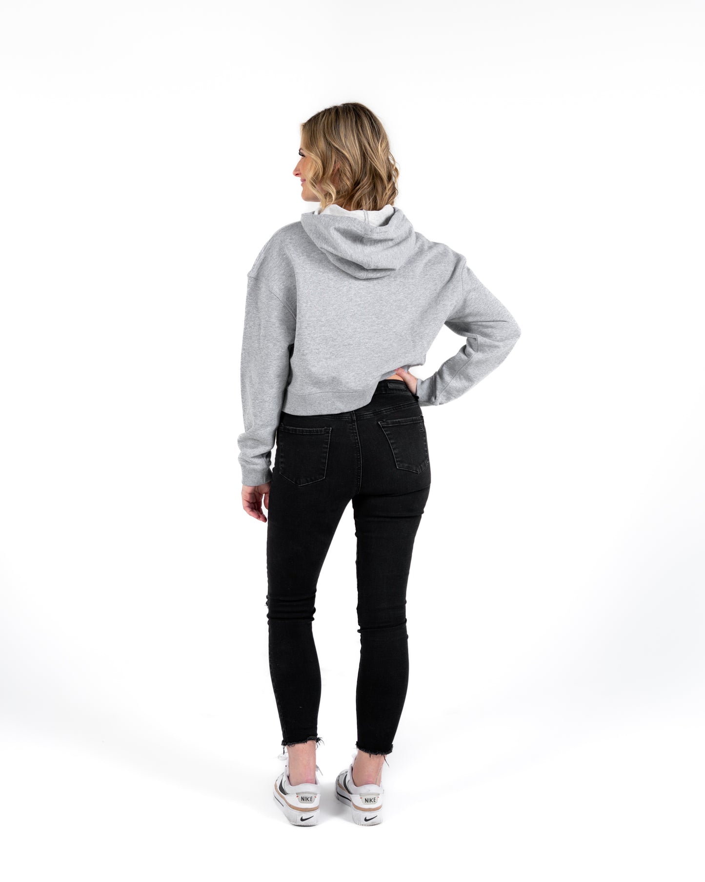 Inked Crop Hoodie - Athletic Heather
