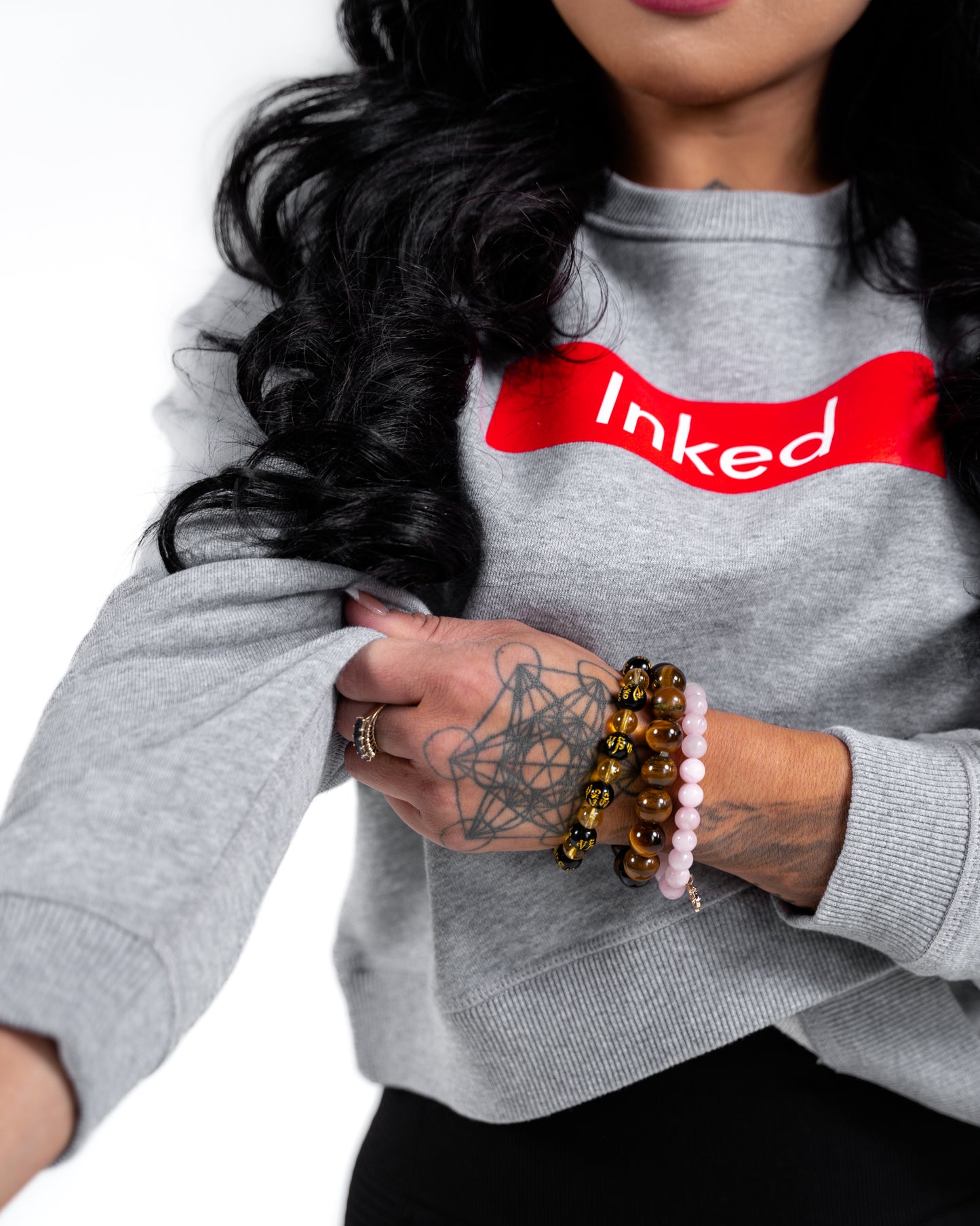Inked Crop Crew Sweatshirt - Athletic Heather