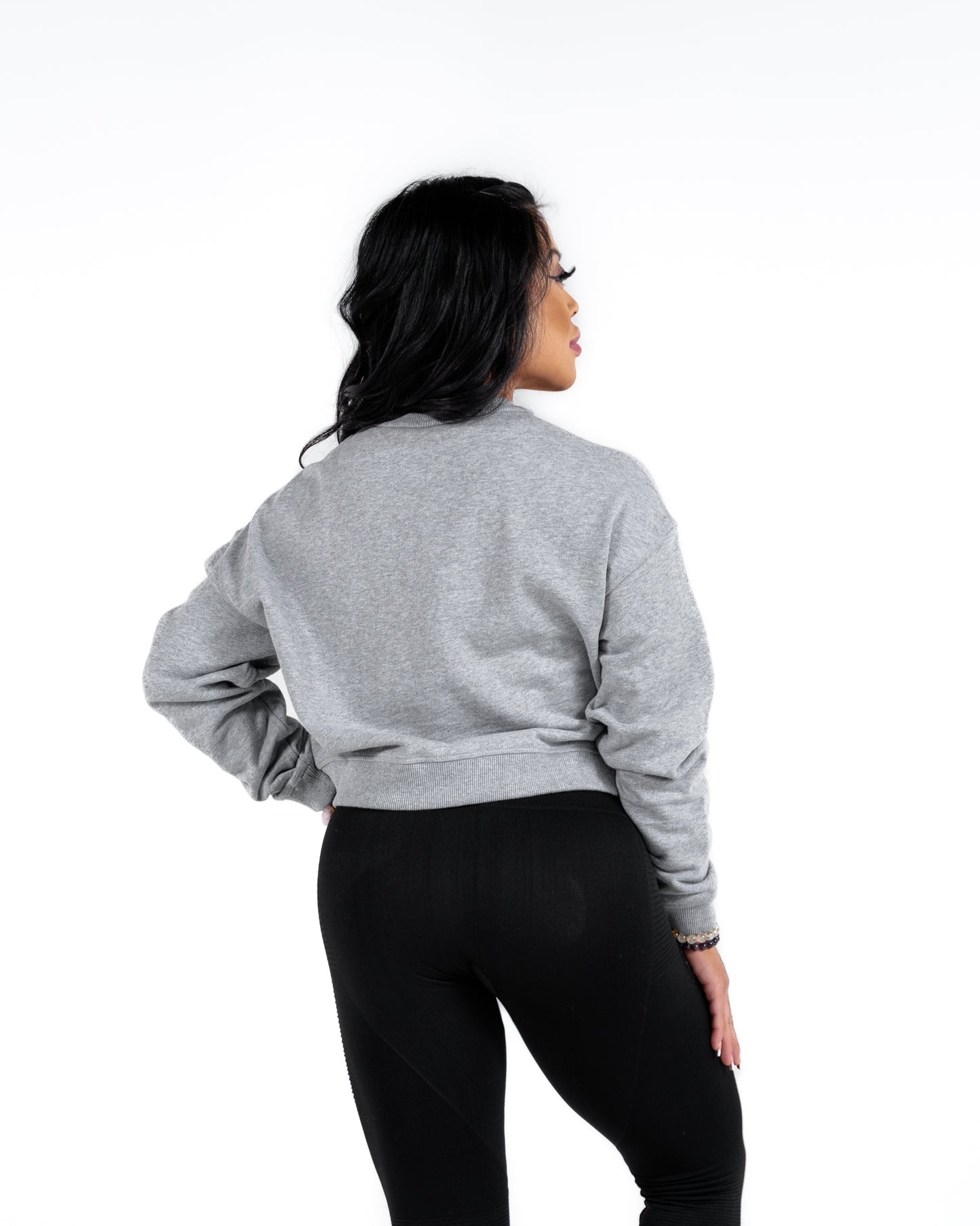 Inked Crop Crew Sweatshirt - Athletic Heather