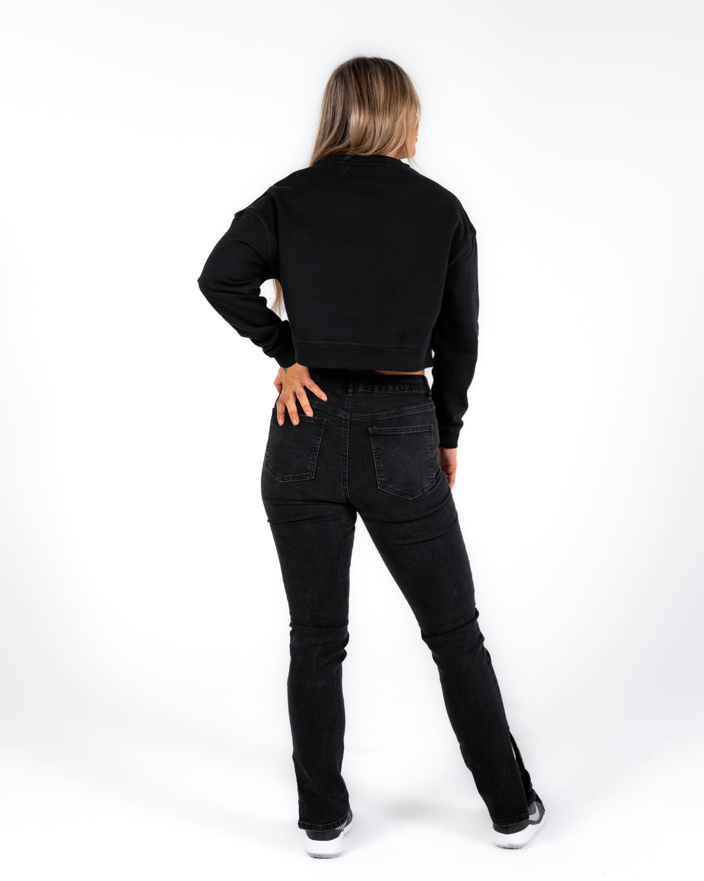 Icon Crop Crew Sweatshirt - Black