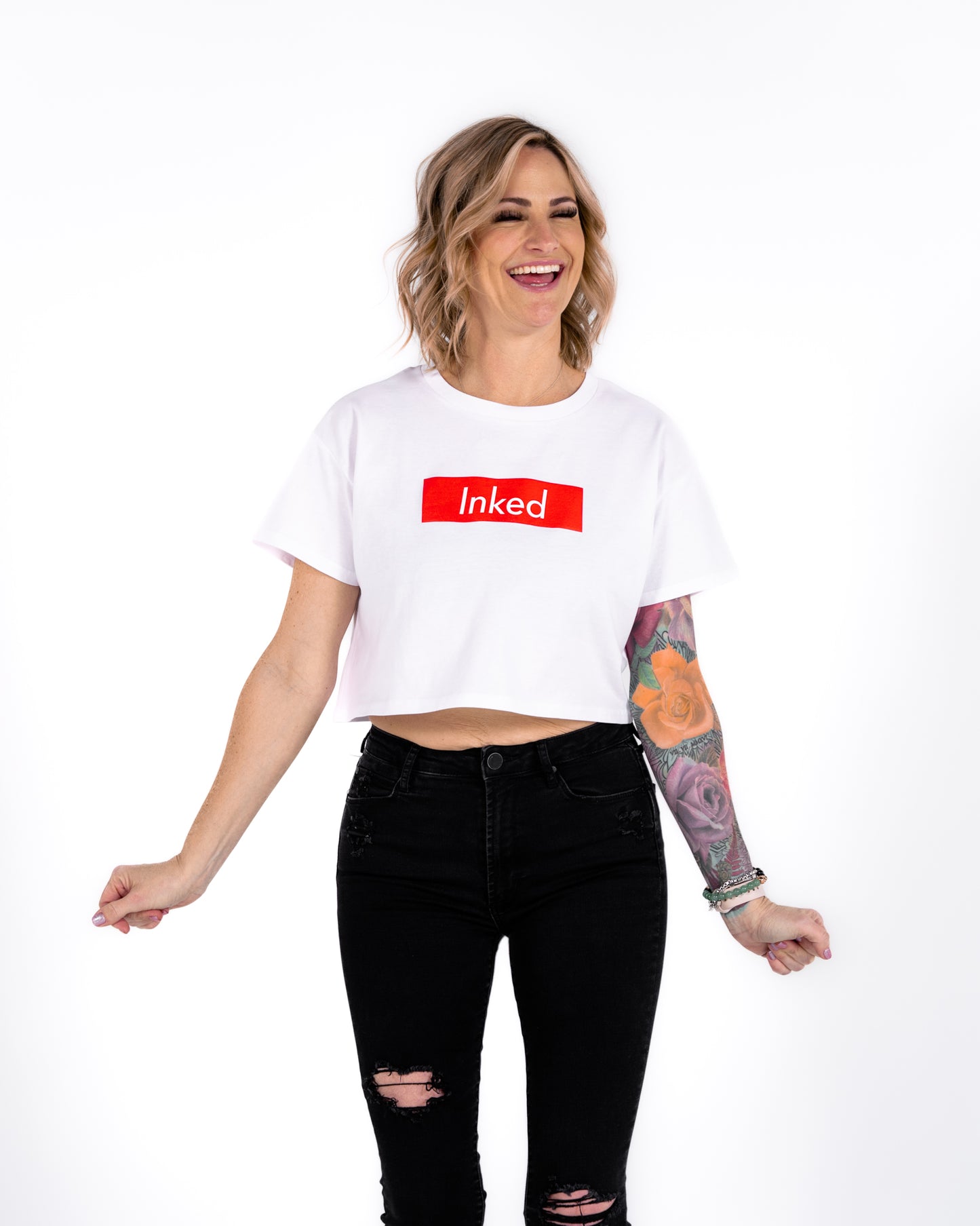 INKED Crop Tee - White