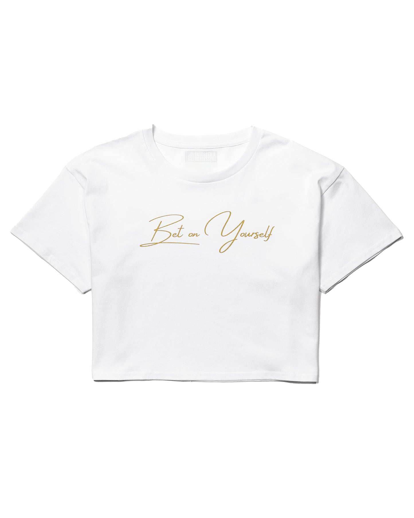 Bet on Yourself Crop Tee - White w/ Gold