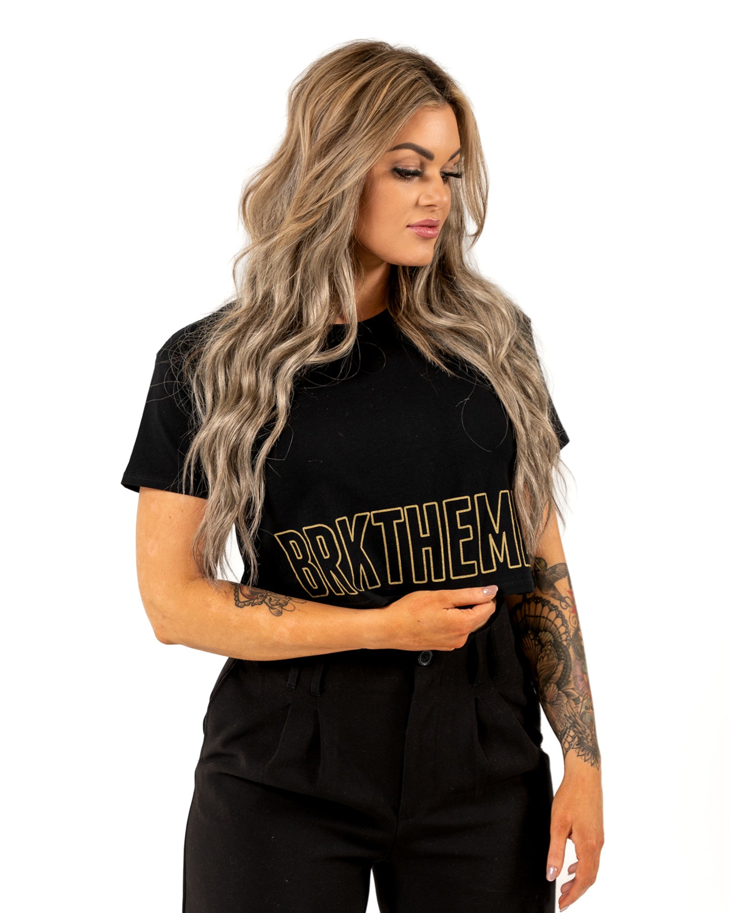 BRKTHEMLD Crop Tee - Black w/ Gold