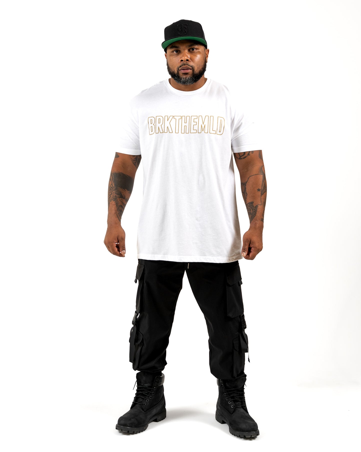 Classic BRKTHEMLD T-Shirt - White w/ Gold