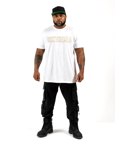 Classic BRKTHEMLD T-Shirt - White w/ Gold