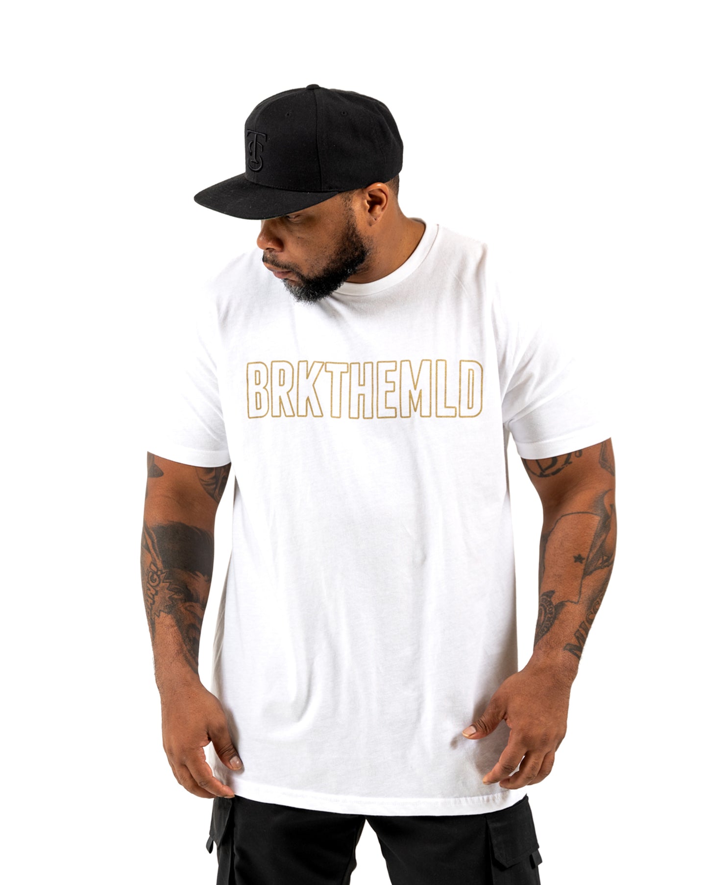 Classic BRKTHEMLD T-Shirt - White w/ Gold