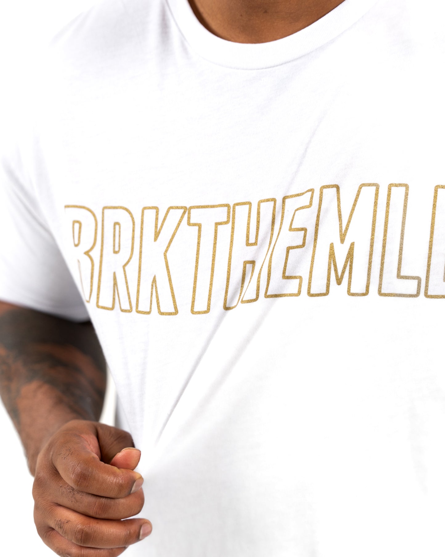 Classic BRKTHEMLD T-Shirt - White w/ Gold