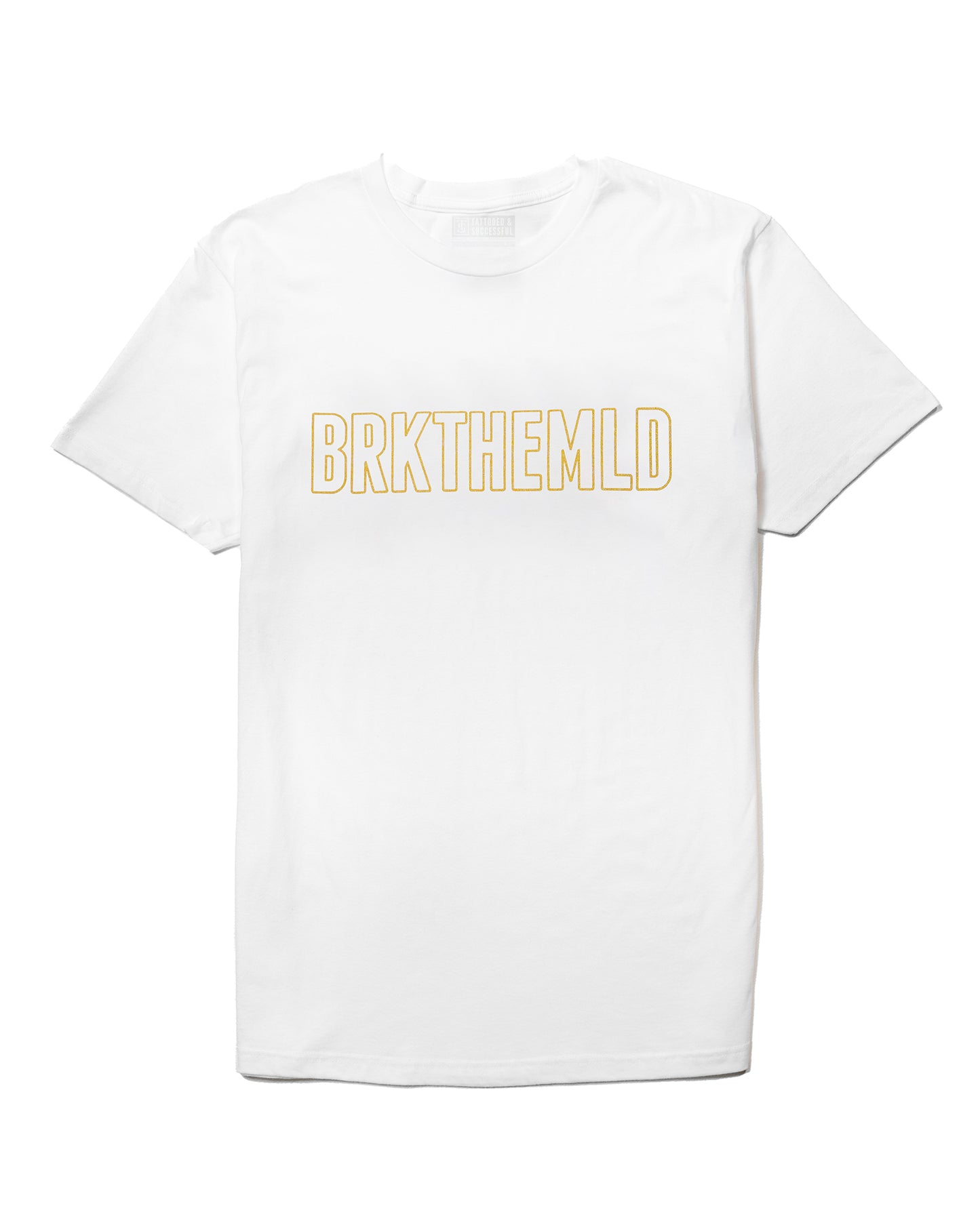 Classic BRKTHEMLD T-Shirt - White w/ Gold