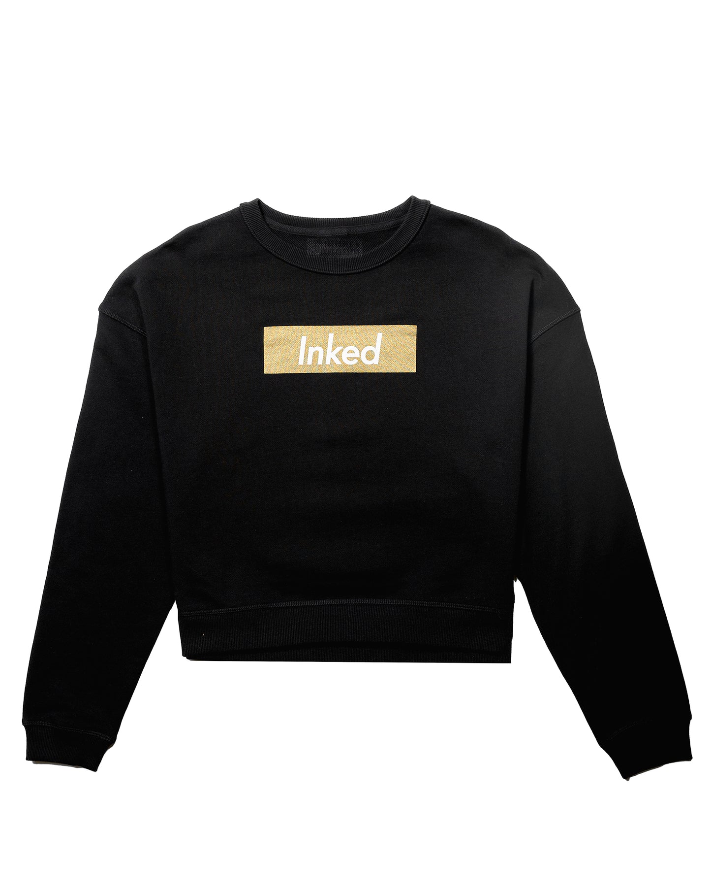 Inked Crop Crew Sweatshirt - Black w/ Gold