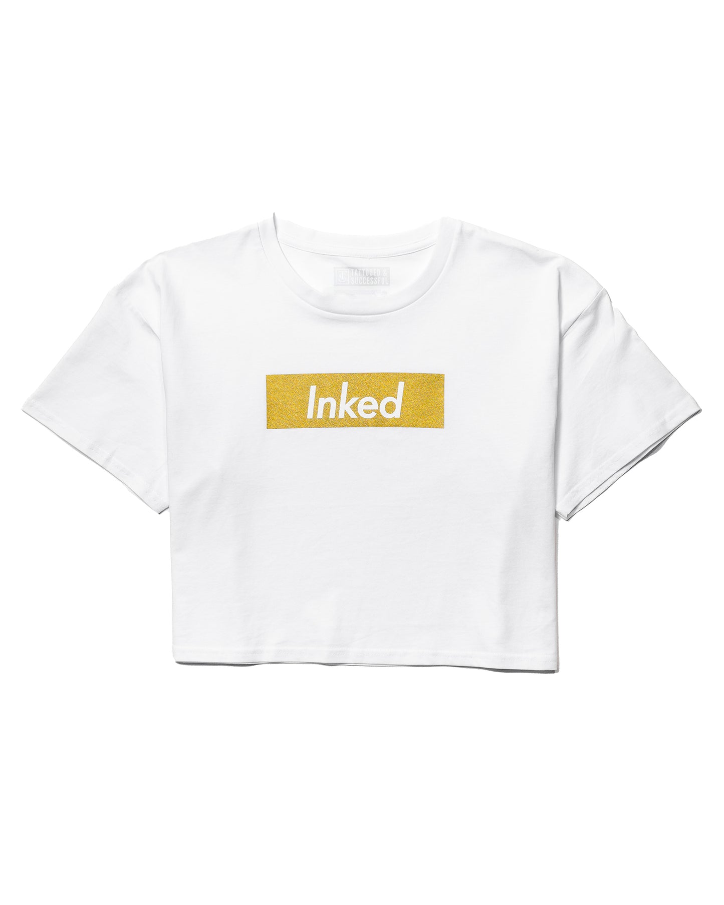 INKED Crop Tee - White w/ Gold