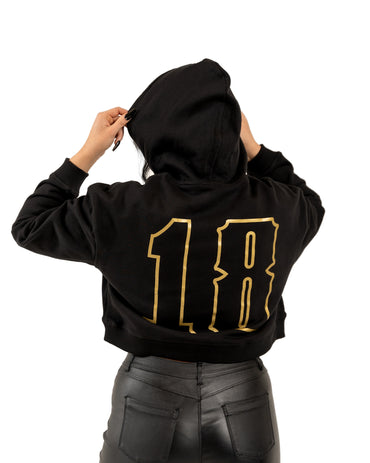Success 18 Crop Hoodie - Black w/ Gold