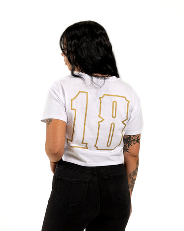 Success 18 Crop - White w/ Gold