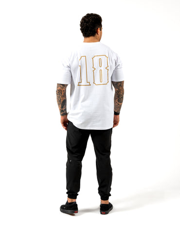 Success 18 Tee - White w/ Gold