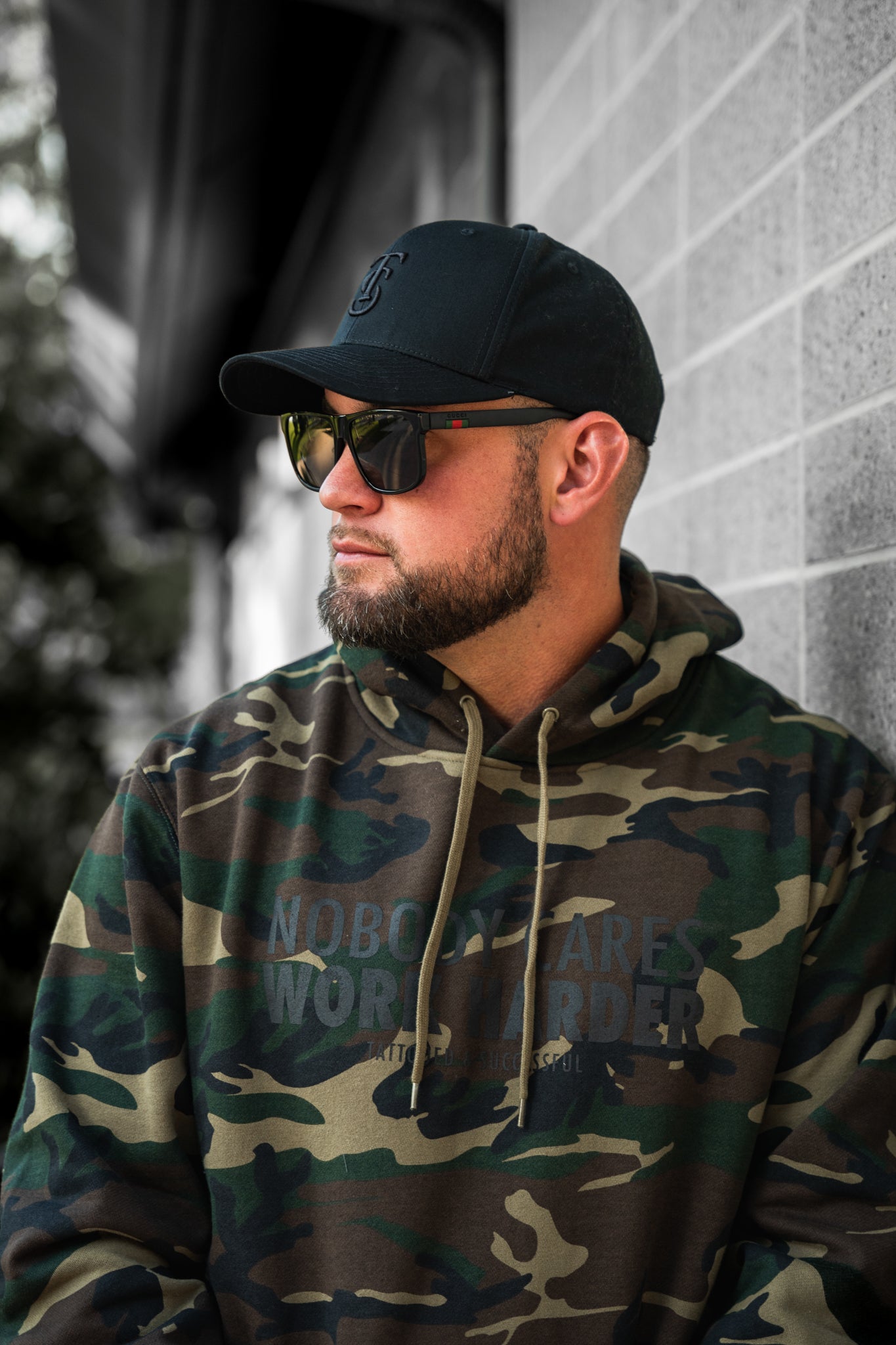 Nobody Cares Work Harder Hoodie - Green Camo