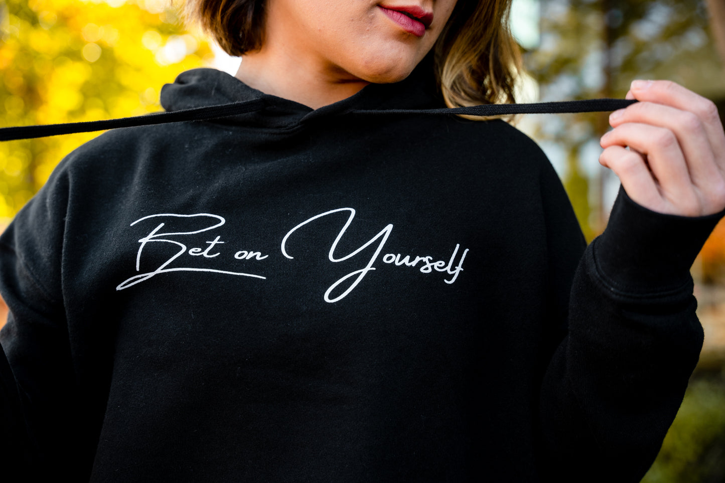 Bet On Yourself Crop Hoodie - Black