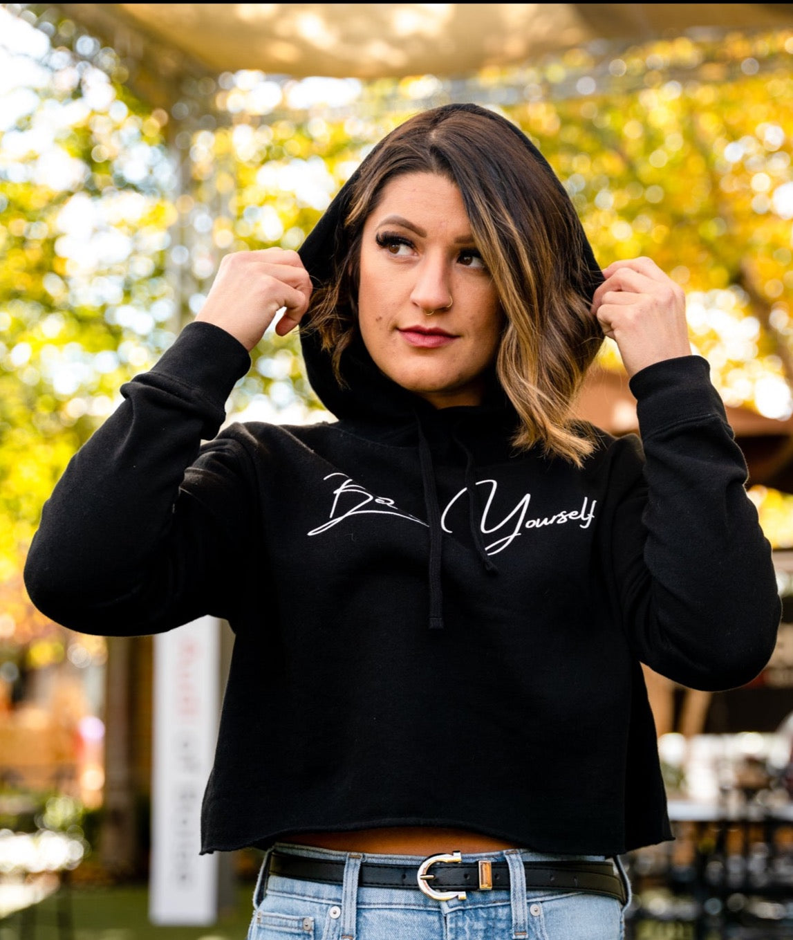 Bet On Yourself Crop Hoodie - Black