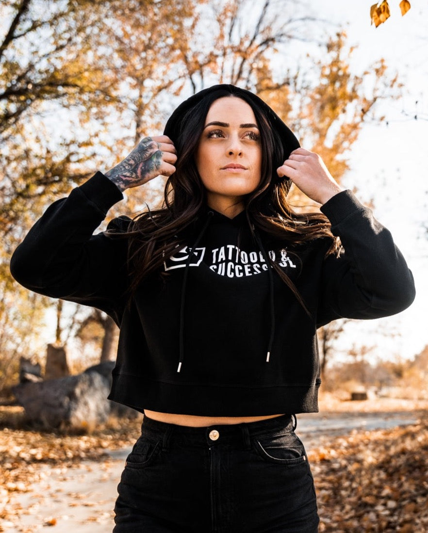 Core Crop Hoodie Black