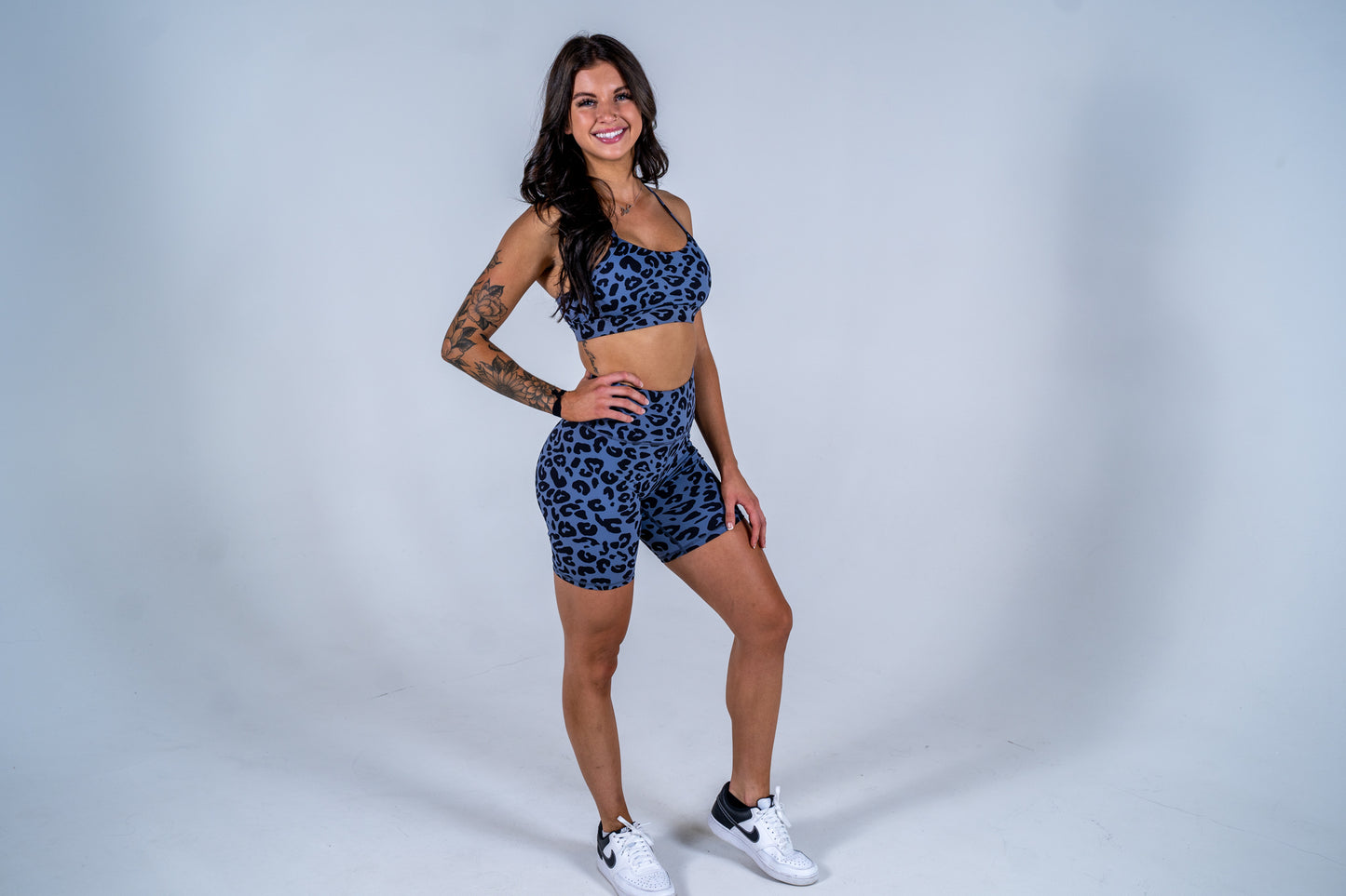 Leopard Biker Short - Blue Ash