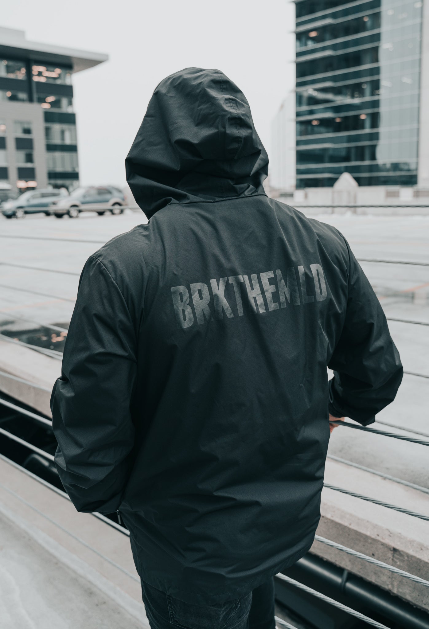 Section Patch Rain Coat - Black