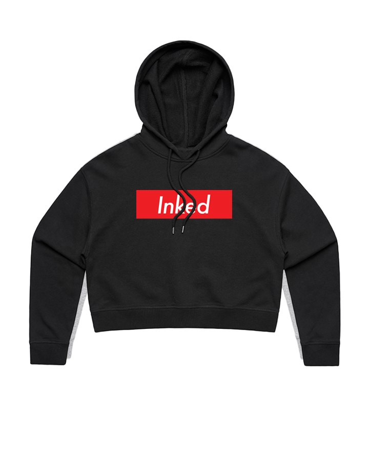 Inked Crop Hoodie - Black