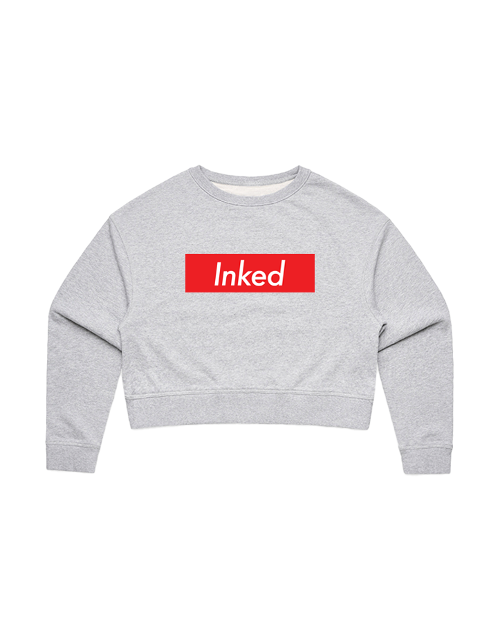 Inked Crop Crew Sweatshirt - Athletic Heather