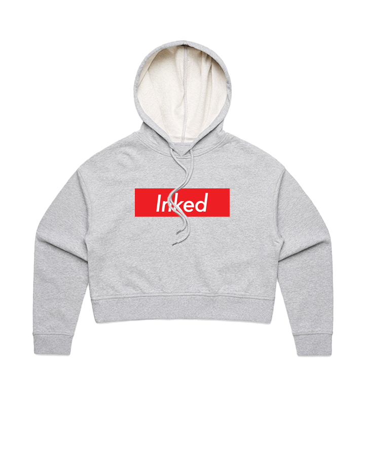 Inked Crop Hoodie - Athletic Heather