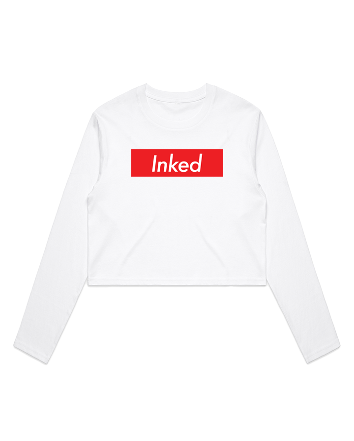 Inked Crop LS - White