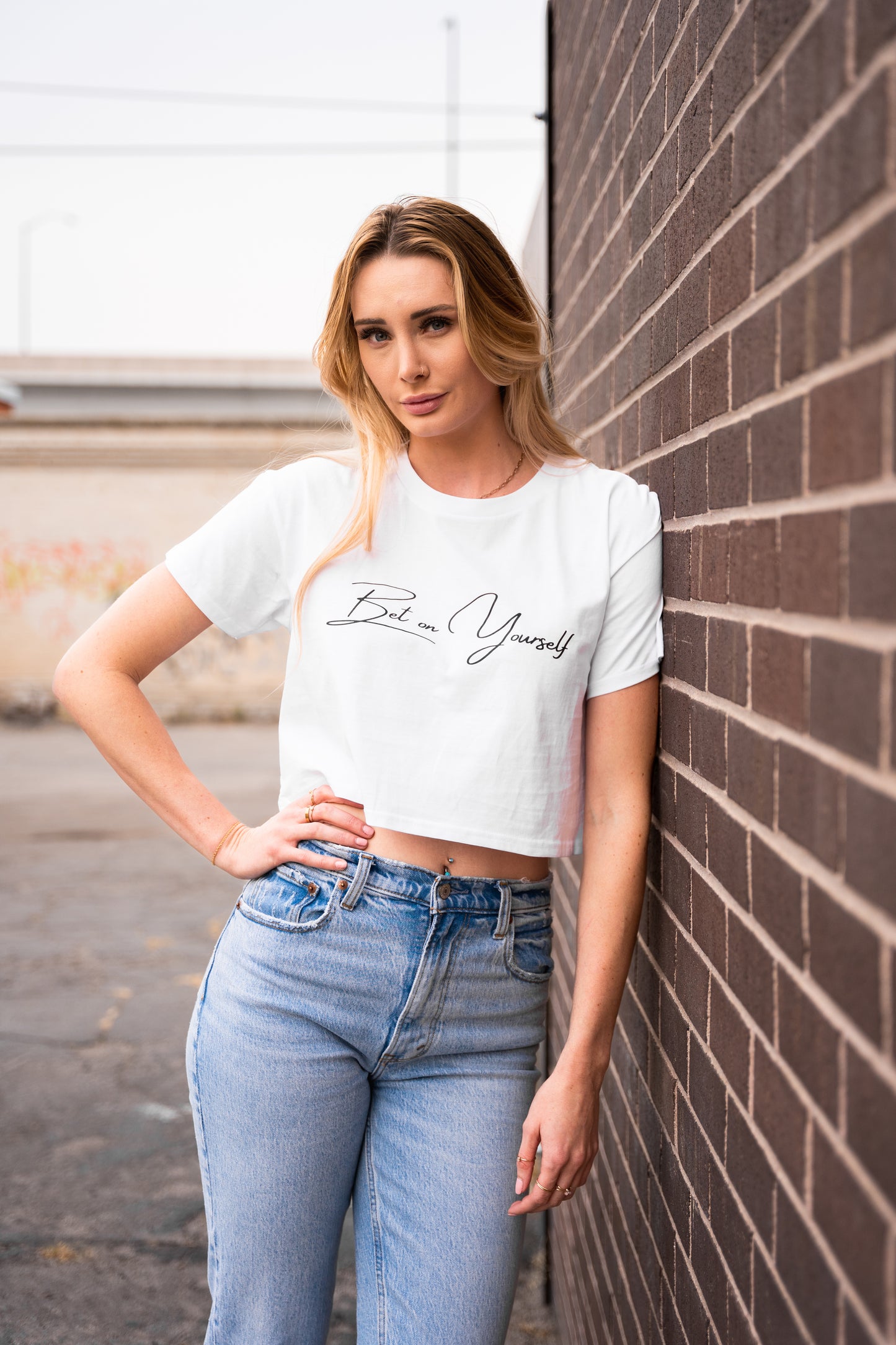 Bet on Yourself Crop Tee - White