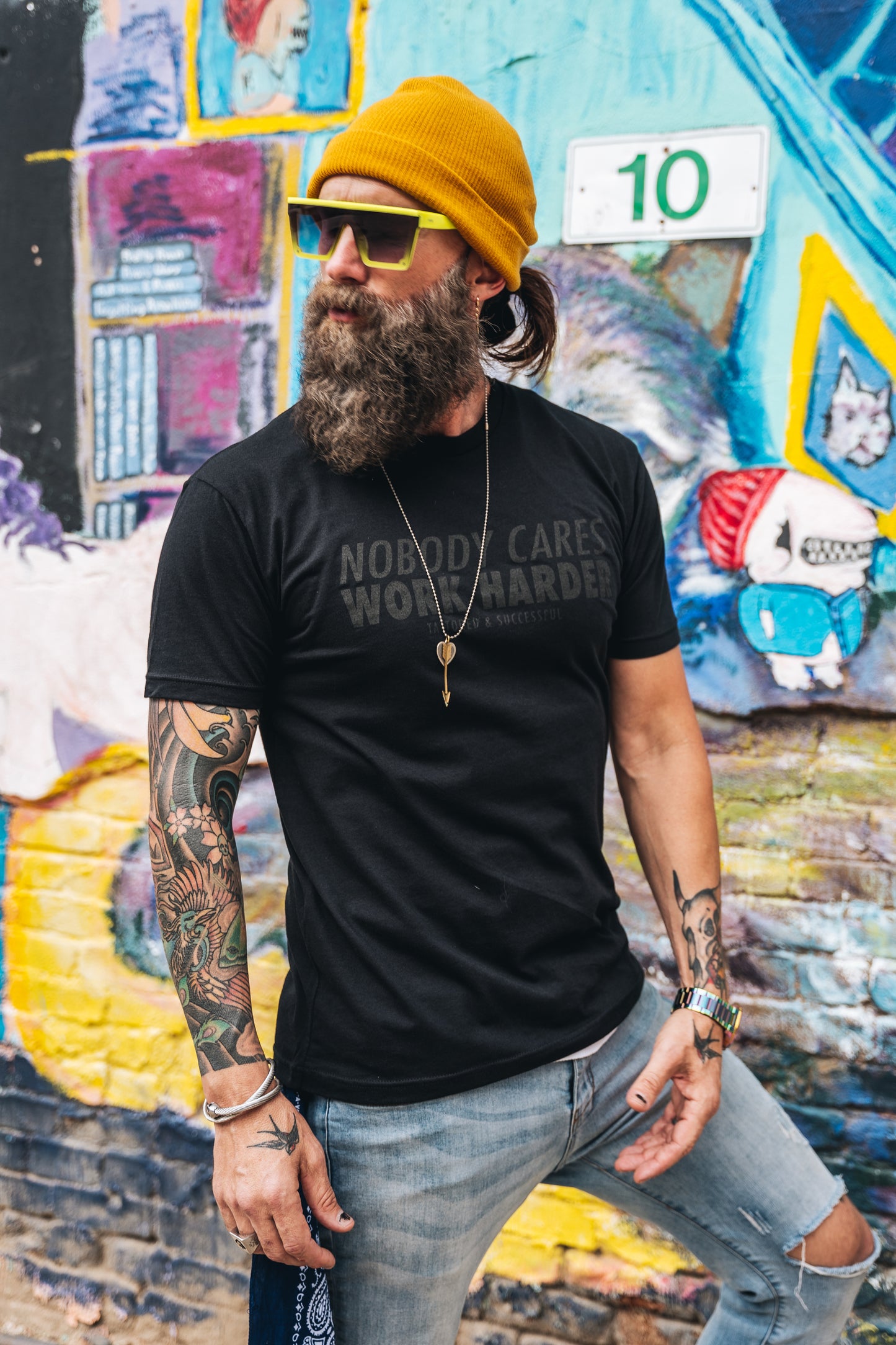 Nobody Cares Work Harder T-Shirt - Blackout