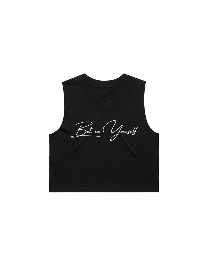 Bet On Yourself Crop Tank - Black