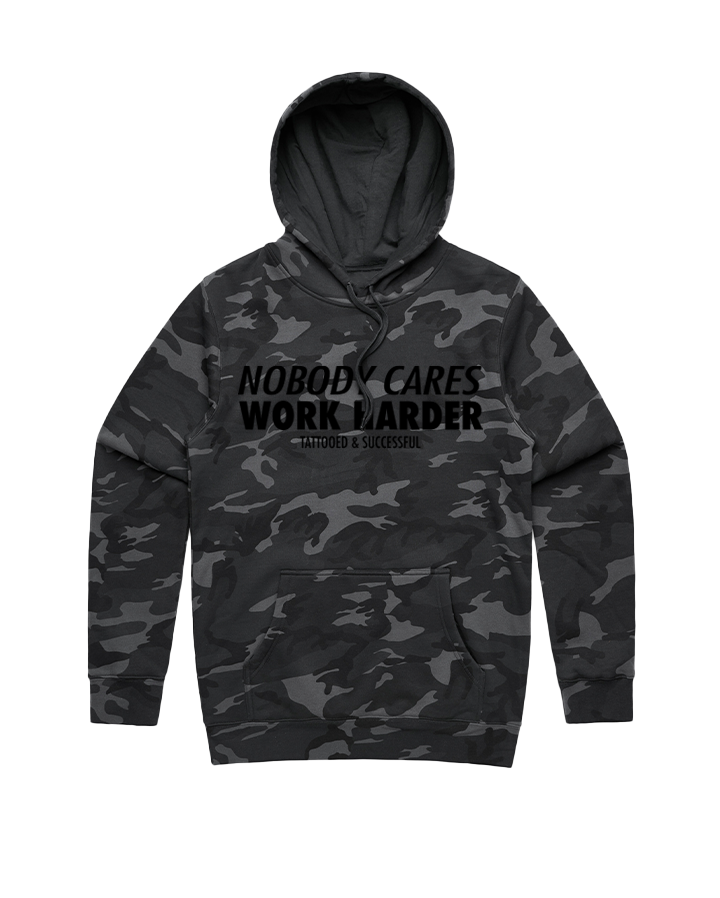Nobody Cares Work Harder Hoodie - Black Camo