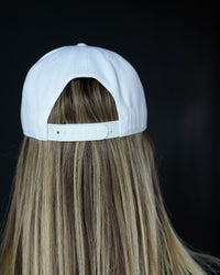 Leather Patch 5 Panel Rope Hat - White