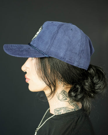 Brand 5 Panel Corduroy Hat - Navy