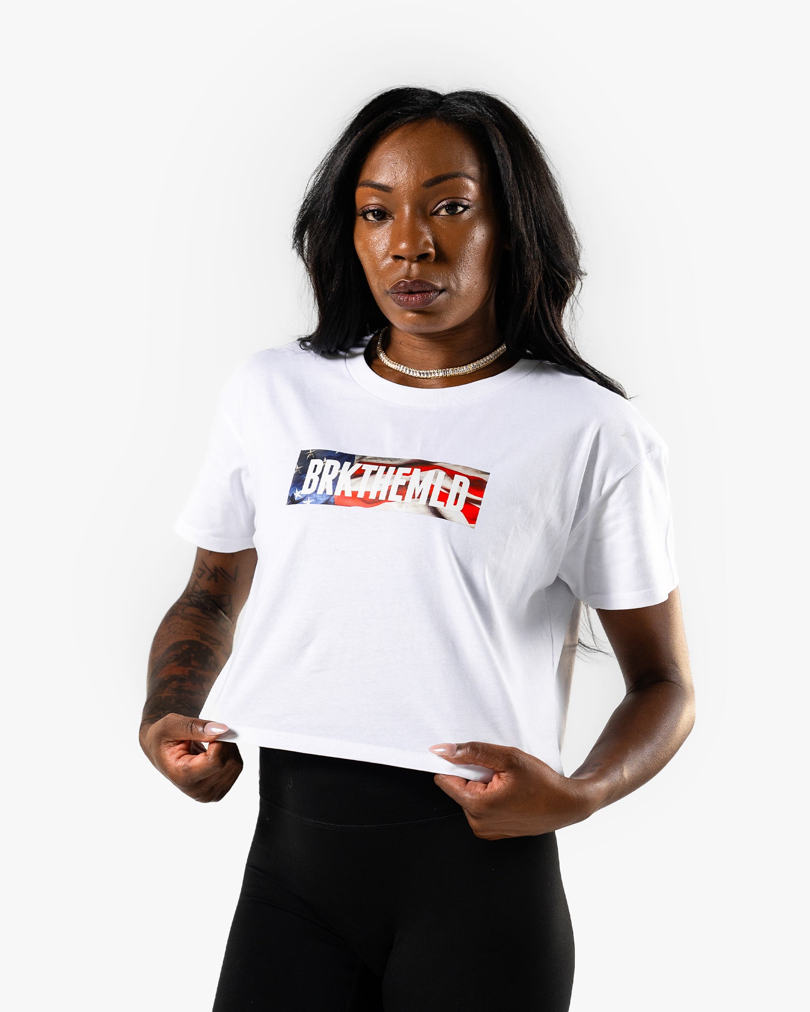Stars & Stripes BRKTHEMLD Crop  - White
