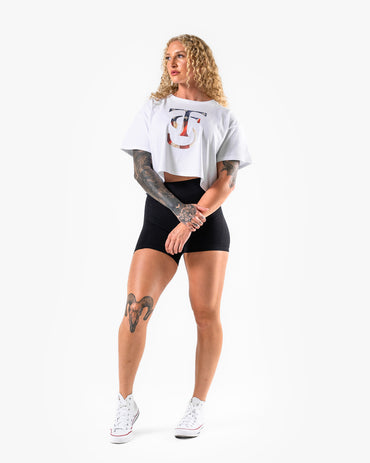 Stars & Stripes Crop Tee - White