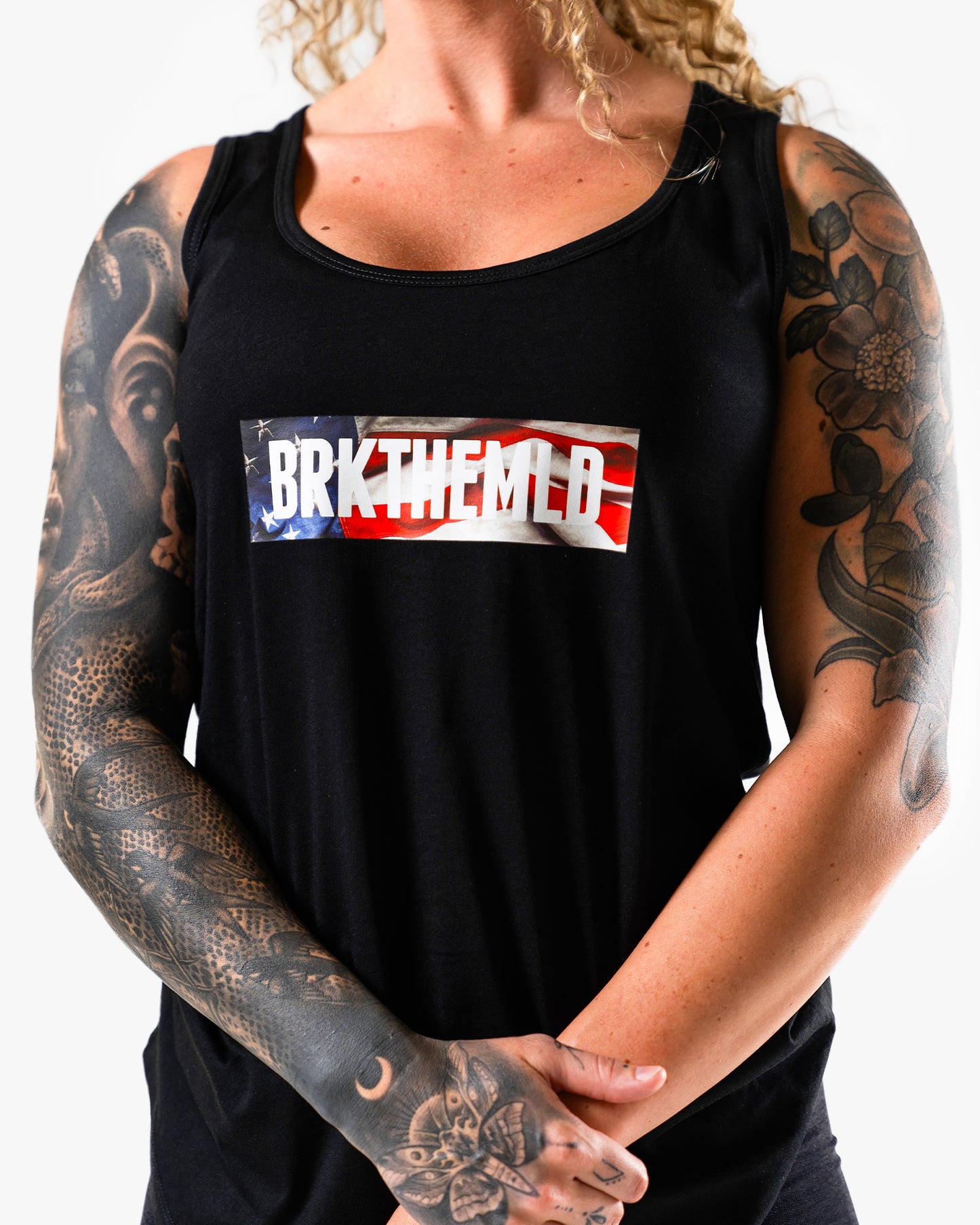 Stars & Stripes BRKTHEMLD Racerback Tank  - Black