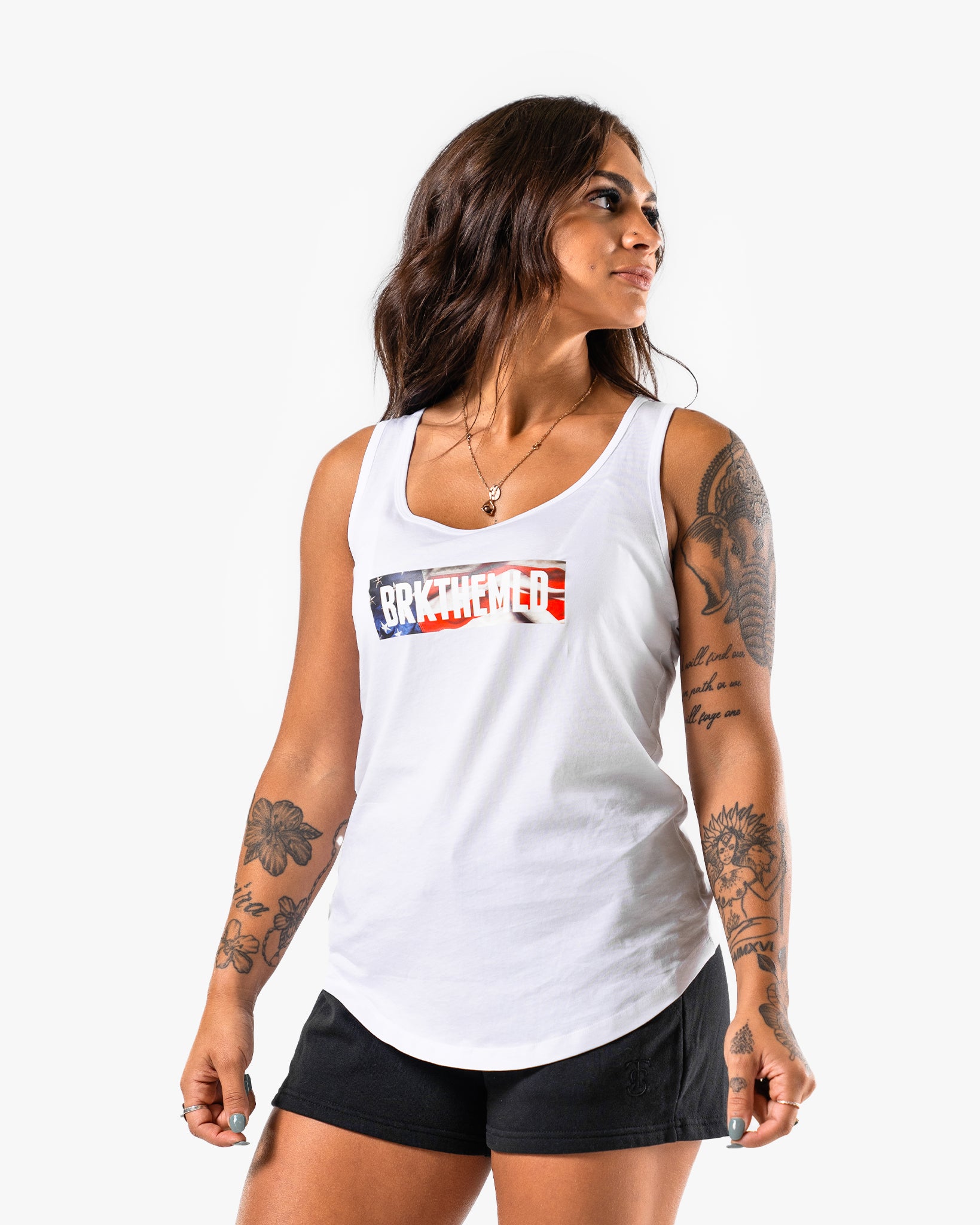 Stars & Stripes BRKTHEMLD Racerback Tank  - White