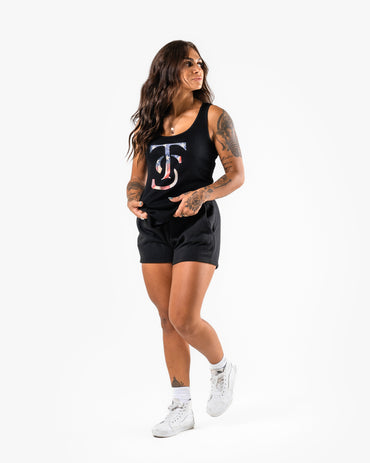 Stars & Stripes Racerback Tank  - Black