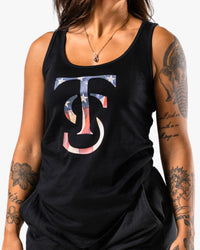 Stars & Stripes Racerback Tank  - Black