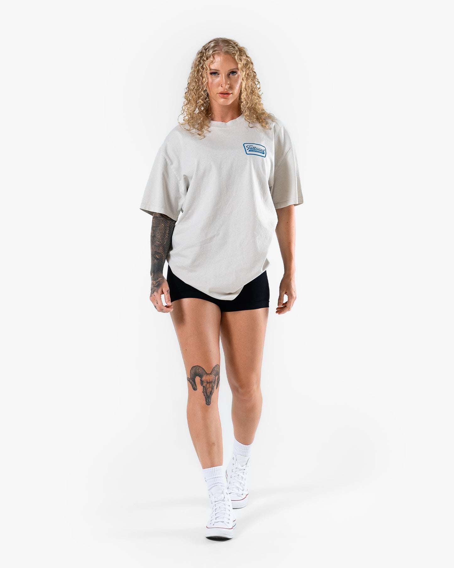 Oversize Vintage Tee - Bone w/ Blue