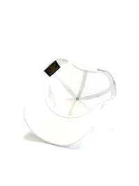 Leather Patch 5 Panel Retro Trucker Hat - White