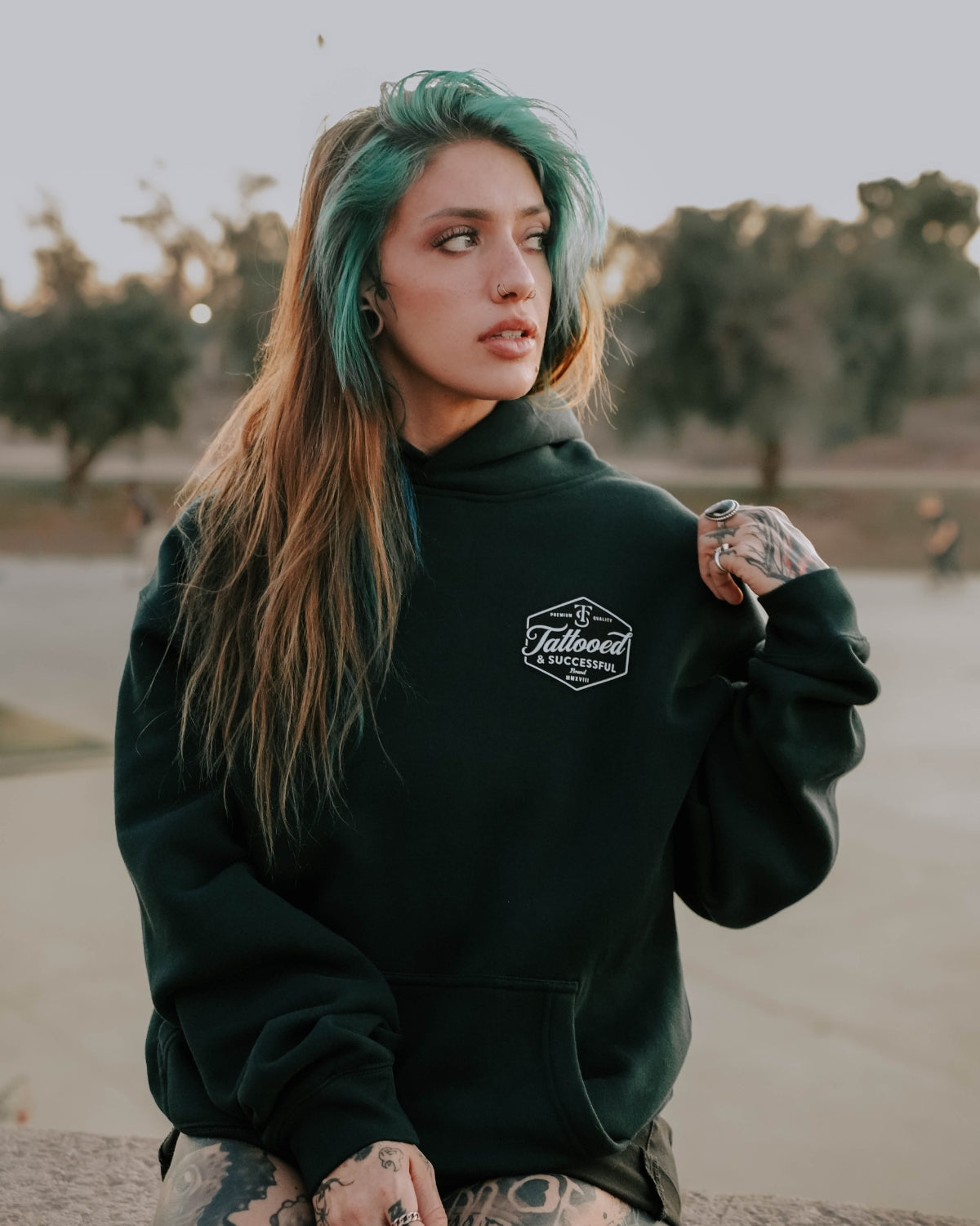Brand Relax Hoodie- Pine Green